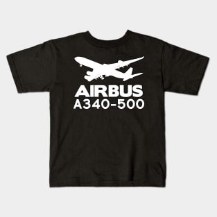 Airbus A340-500 Silhouette Print (White) Kids T-Shirt